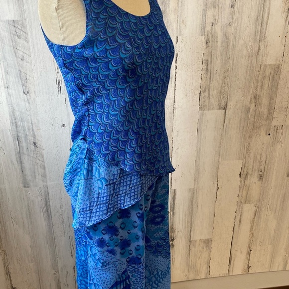 Blue Chiffon Print 2 Piece Set SKU 6002 - Picture 5 of 17